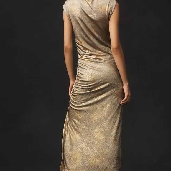 Anthropologie The Maya Ruched Cowl-Neck Dress: Shine Edition Medium - Picture 2 of 10